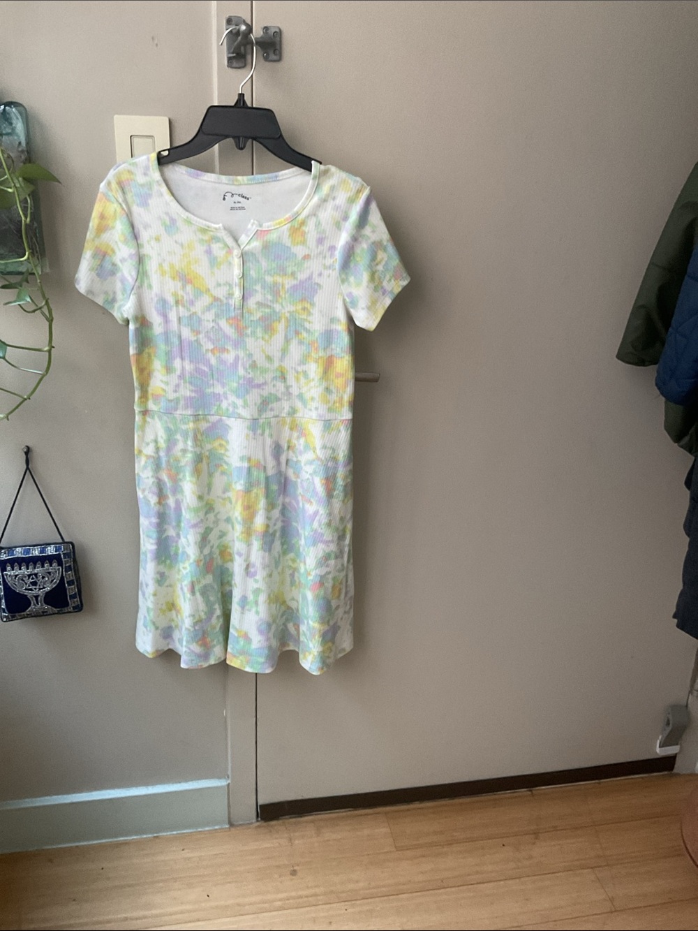 art class Pastel Tie-Dye Short Sleeve Dress in Yellow, Blue, Purple
